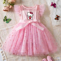 Hello Kitty 2-6Y Baby Girl Dress Princess Mesh Skirt Summer Sleeveless Clothes Fancy Wedding Party Dresses for Girls Summer 1