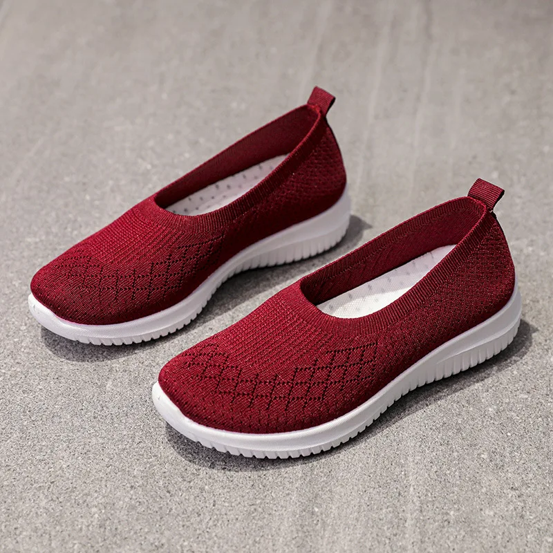 Lefu Women's Shoes Summer Net Eye Elderly Mom Shallow Breathable Large Size Work Driving Shoes 36-42