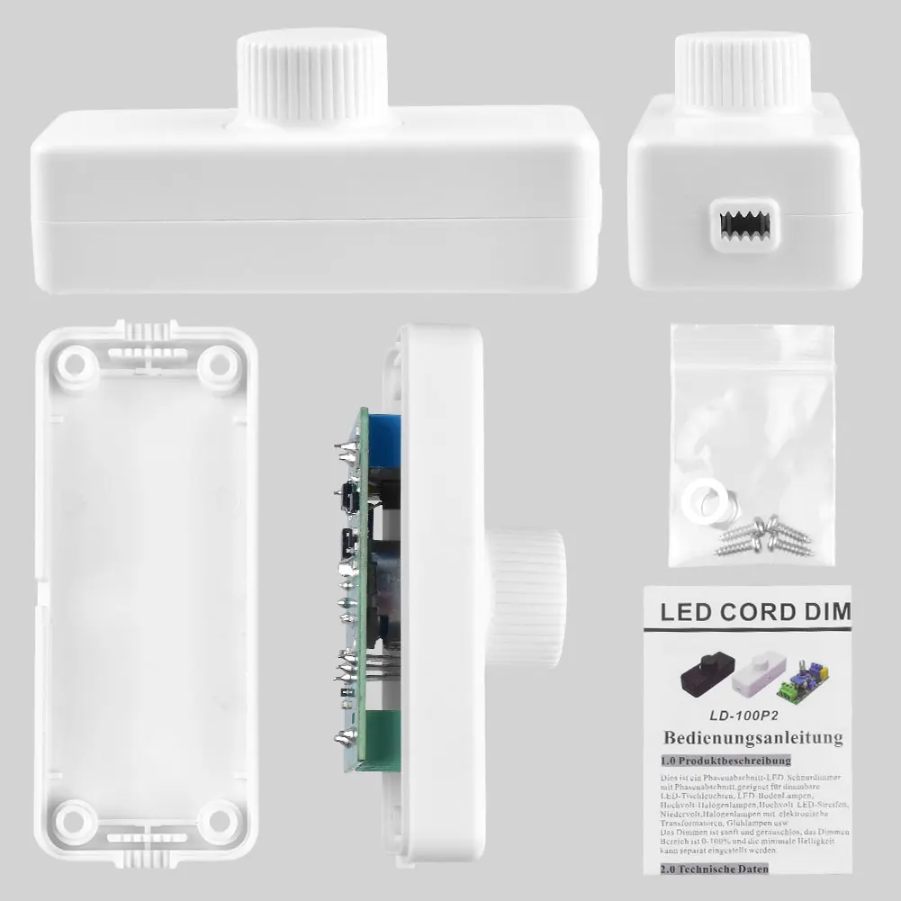 Lamp Dimmer Switch Built-in Rotary ON/OFF And Knob Control Dimmer 220V For 3-100W LED/Incandescent/Halogen