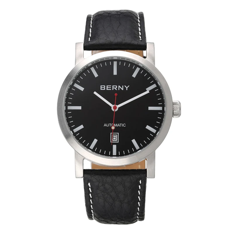 BERNY Men Mechanical Automatic Watches Fashion Brand  Water Resistant Swiss Railway Male Wristwatch  Leather  Fashion & Casual
