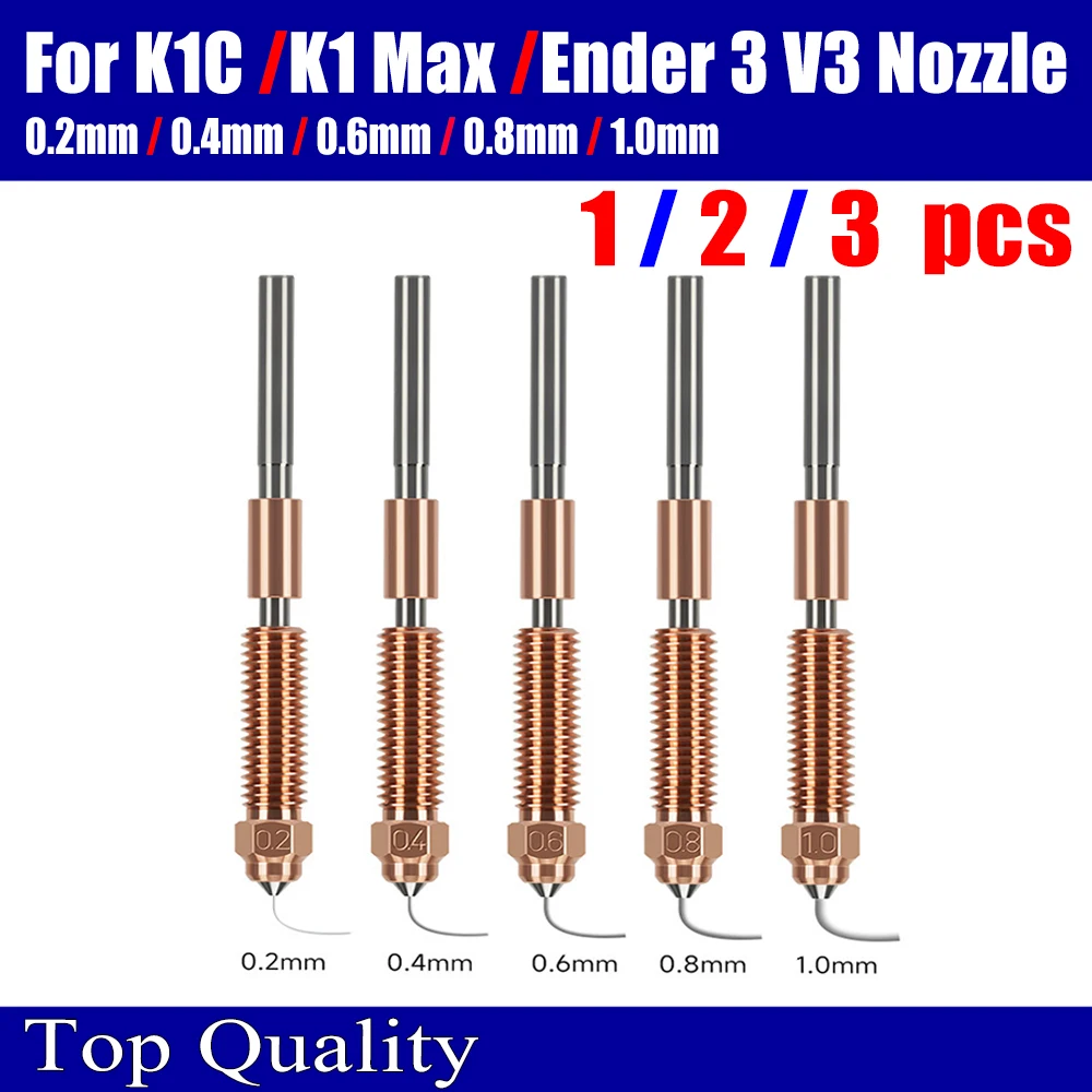 Creality K1C 깍지 올인원 구리 티타늄 노즐, 고유량 업그레이드 K1C K1, 최대 깍지 0.4 0.6 0.8mm, Ender-3..