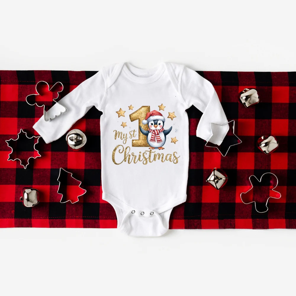 Mein 1. Weihnachten bedruckter Baby-Body, Weihnachtsfeier, Kleinkind-Outfit, Jungen- und Mädchen-Langarm-Strampler, Weihnachten, Kleinkind-Overall-Kleidung – Detail 9