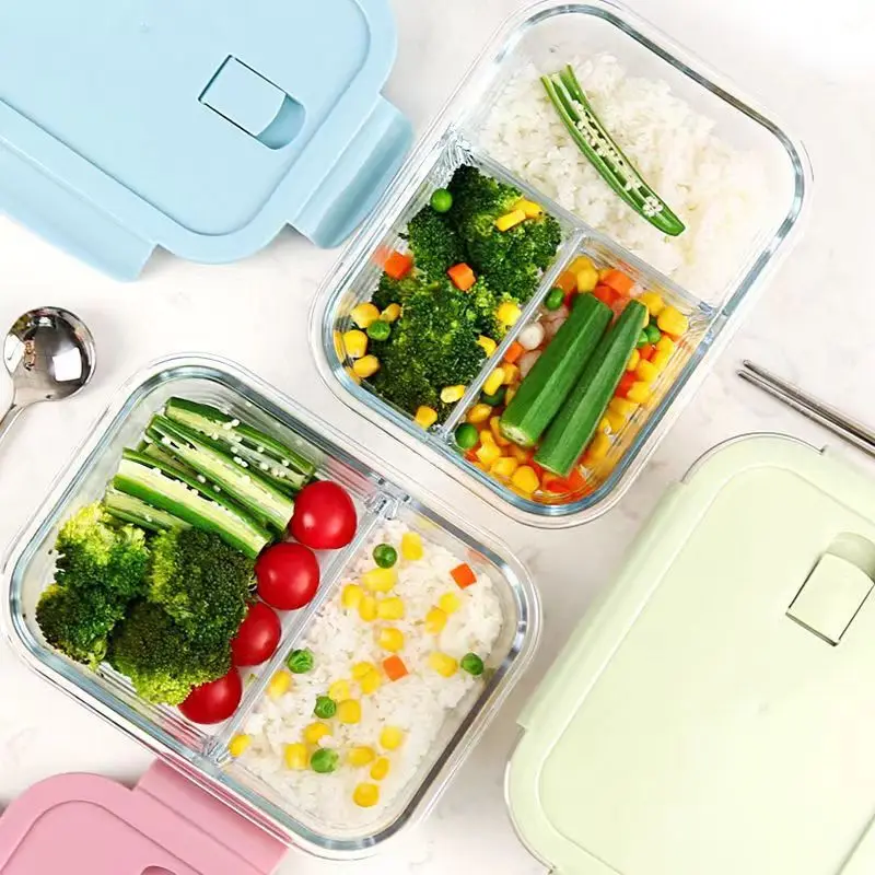 METKA Glass Lunch Box with Compartments Bento Box Food Storage Containers  with Lids,Salad Box, Refrigerator Crisper for Vegetabl - AliExpress