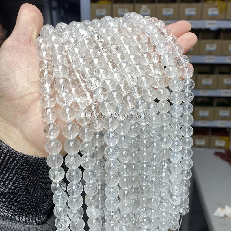 3A Natural Rock Quartz Beads Round Loose Spacer White Crystal For Jewelry Making Bracelet Necklace Diy Accessory Findings