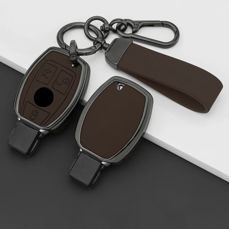 Premium Zinc Alloy Leather Car Key Case - Luxury Design