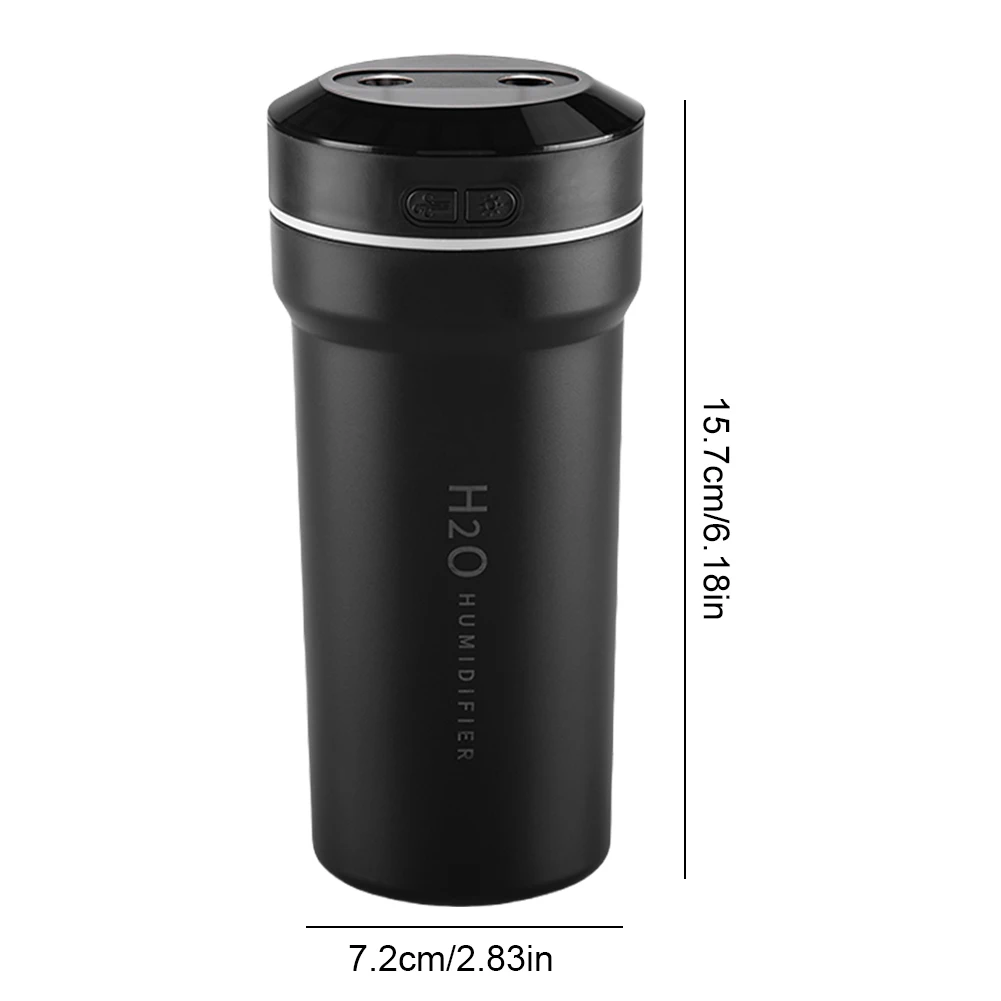 300ml Double Spray Vehicle Air Humidifier 7 Color Lights Car Mini Humidifier Smart Pickup for Travel Car