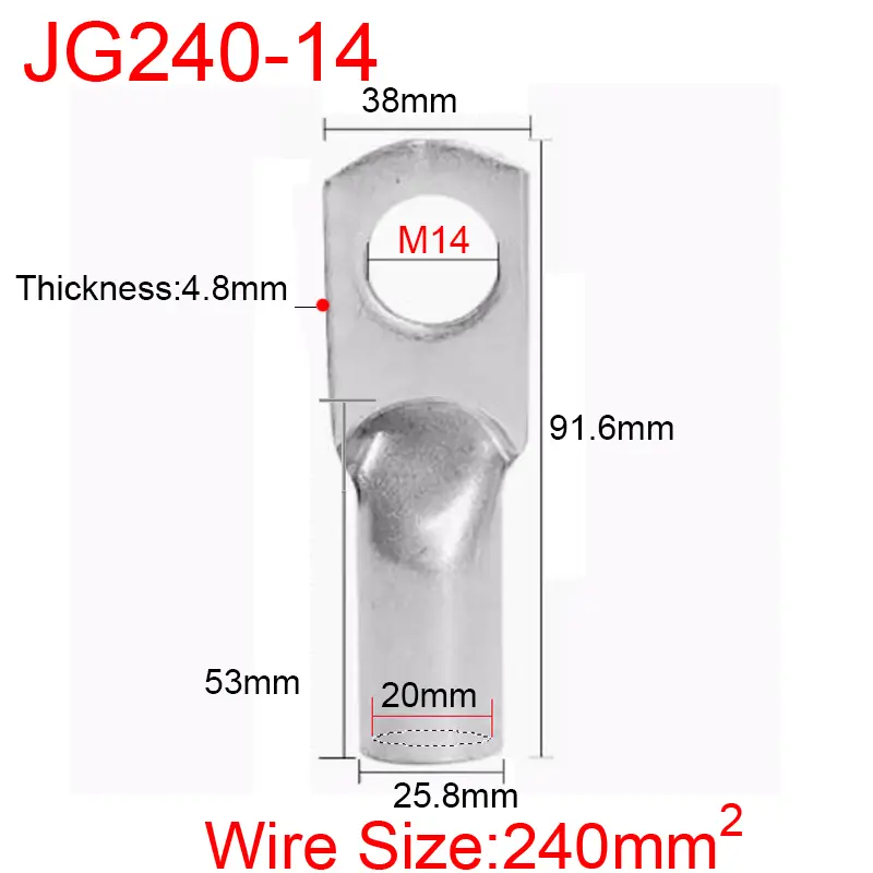JG6/10/16/25/35/50/70/95/120-300 Marine Copper Screw Hole Electric Wire Cable Ring Tubular Cord End Lug Connector Crimp Terminal - Image 25