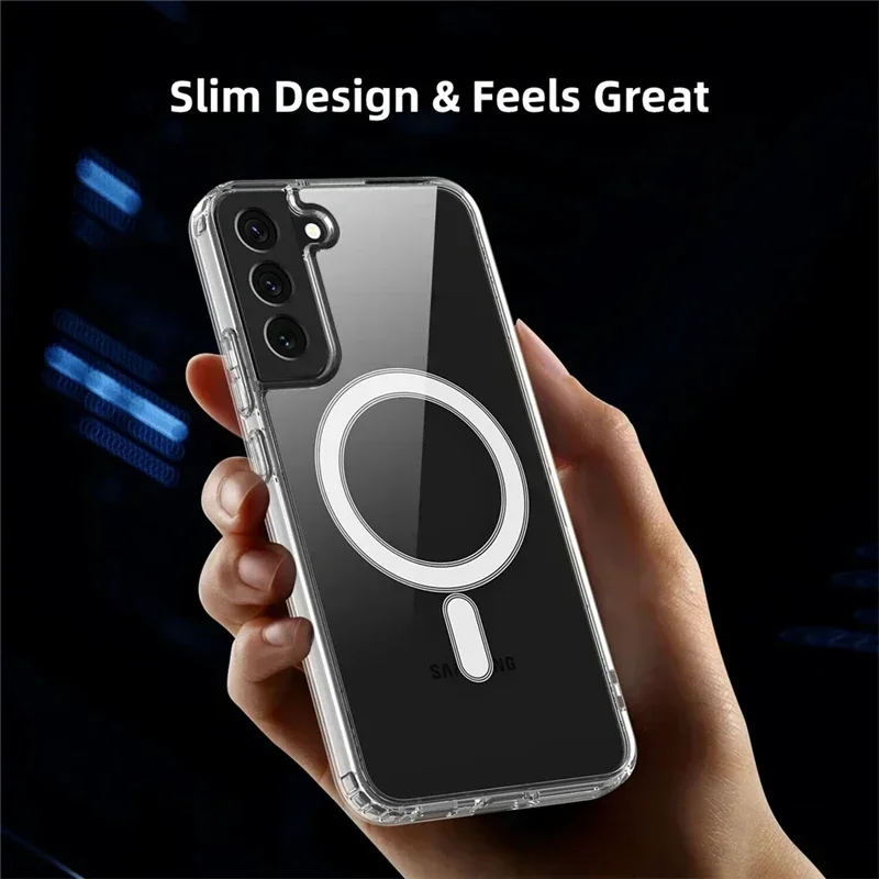 Premium Magnetic Clear Case with Wireless Charging and Shockproof Protection