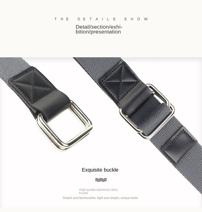 Men's Belt Trend Double Loop Buckle Canvas Women's with Cargo Outdoor Sports Jeans Suit Pants Black White Orange Red Blue Belt