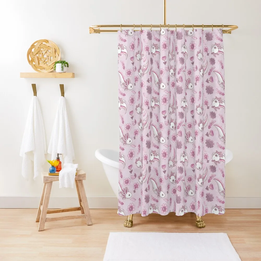 

Floral Speckled Axolotl Pattern - Summer Edition Shower Curtain Shower Set For Bathroom Bathroom And Shower Cover Curtain