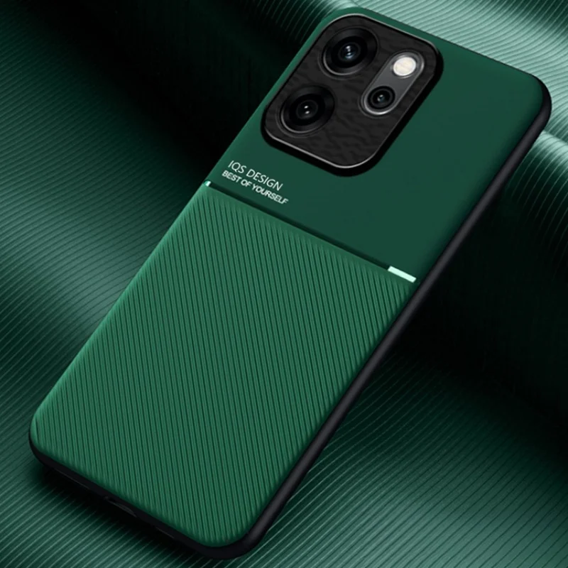 Magnetic Leather Phone Case with Soft Silicone Bumper Back Cover