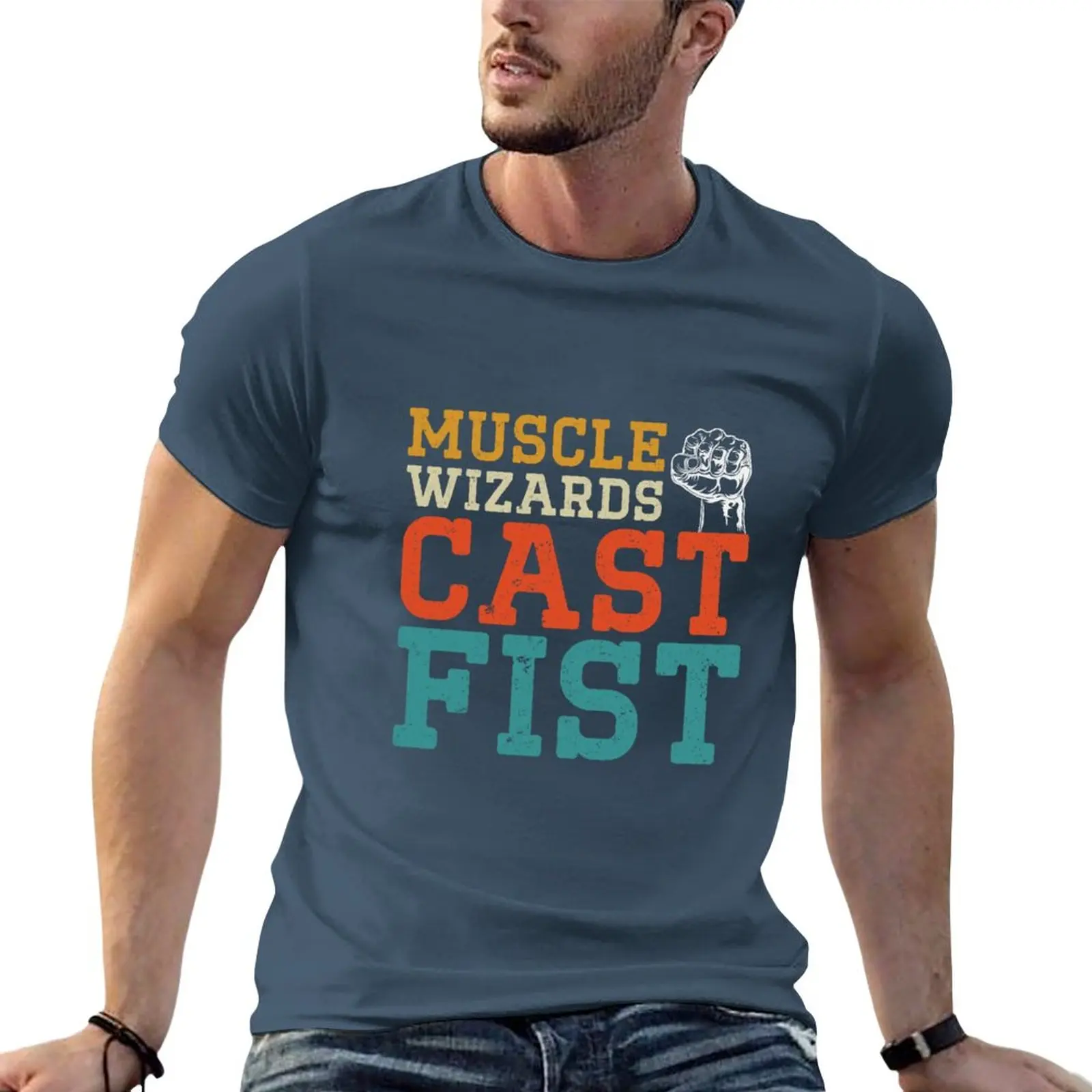 

Muscle Wizards Cast Fist T-Shirt new edition blanks oversizeds Men's t-shirt