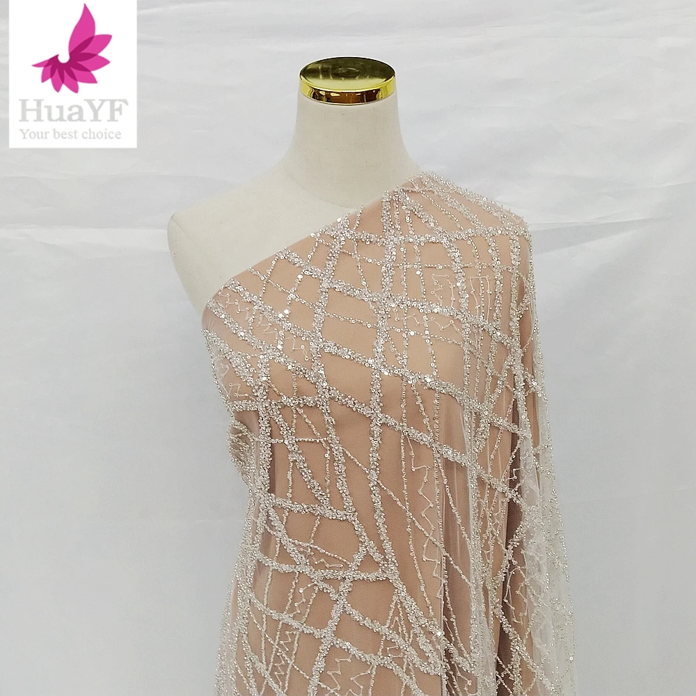 

Оптовая продажа, нигерийская ткань из бисера, роскошное Тюлевое кружево для невесты с кристаллами и блестками, материал для вышивки, 5 ярдов, hyфитнес