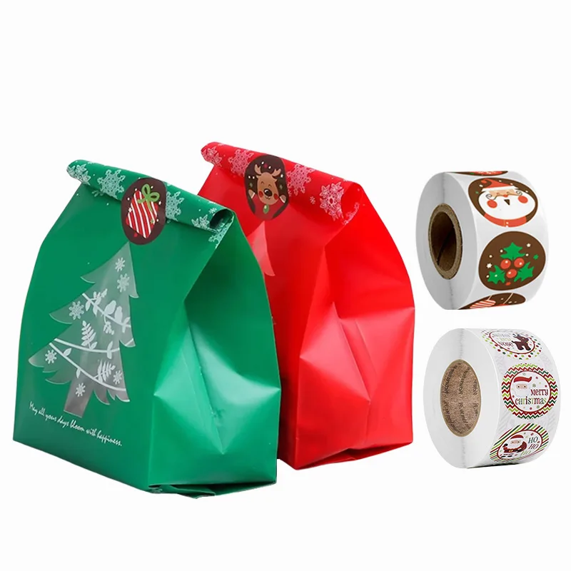 Christmas Candy Packaging Bags with Stickers