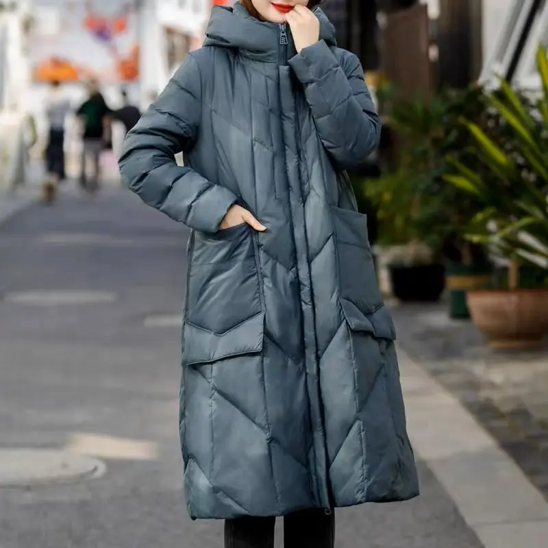 

Winter New Fashion Stand Collar Down Jackets Coat Female Casual Loose Ultra Lightweigh White Duck Warm Outerwear G802