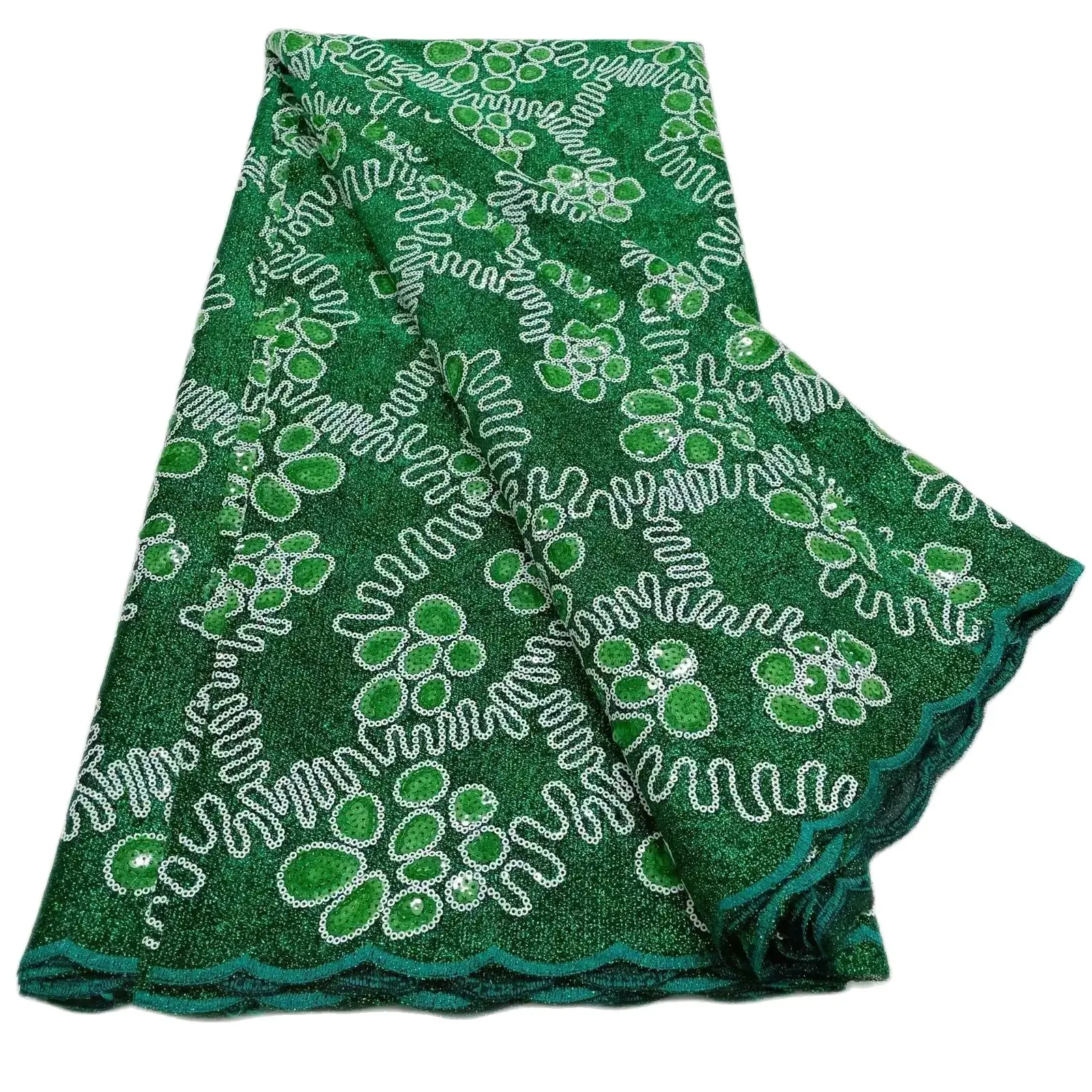 

2023 High Quality African Sequins Tulle Lace Fabric French Lace Fabric Nigerian Lace Fabric For Party Dress