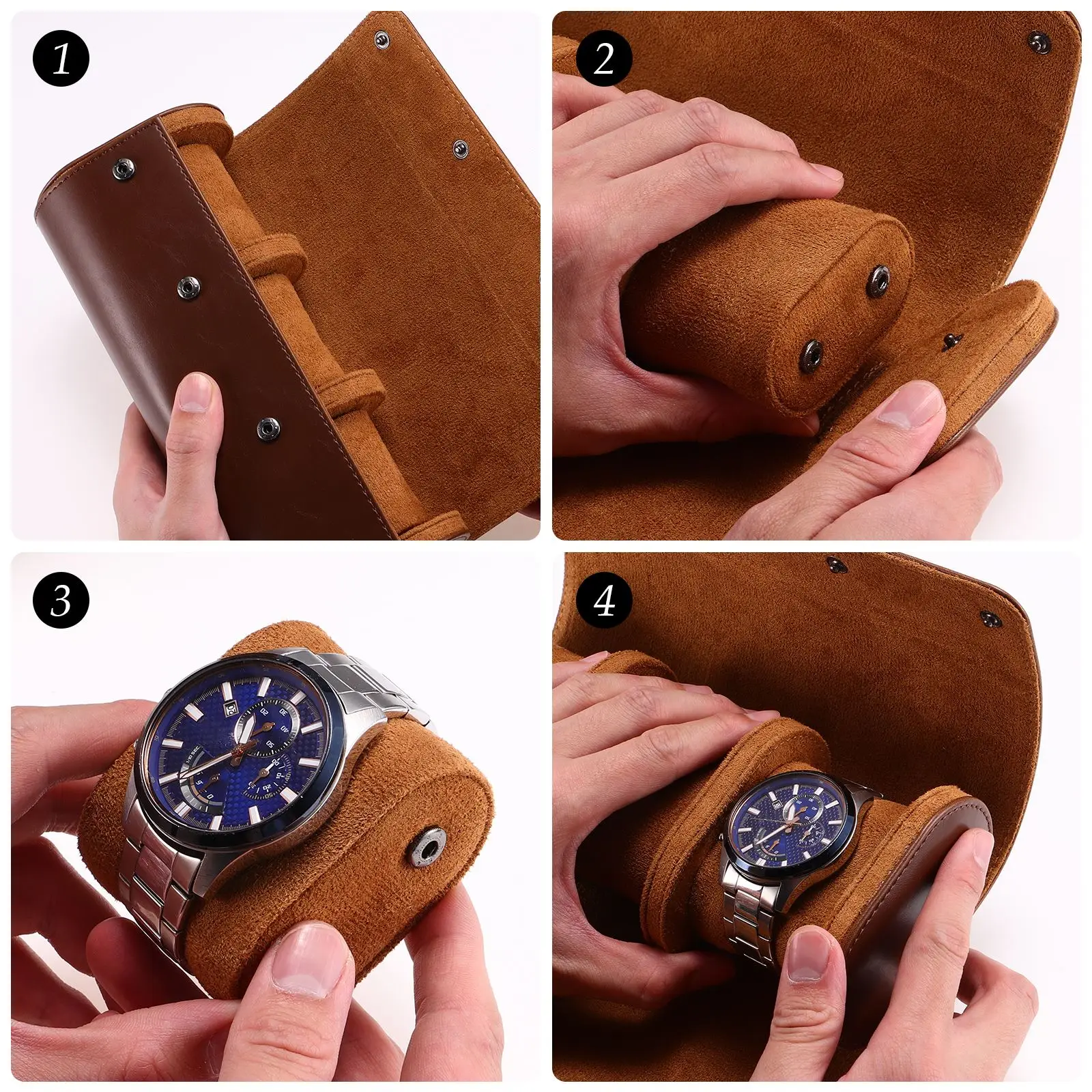 Watch Case Box Travel Men Organizer Storage Holder Jewelry Retro Watches Pouch Mens Roll Display Pocket Gift Bracelet Bands