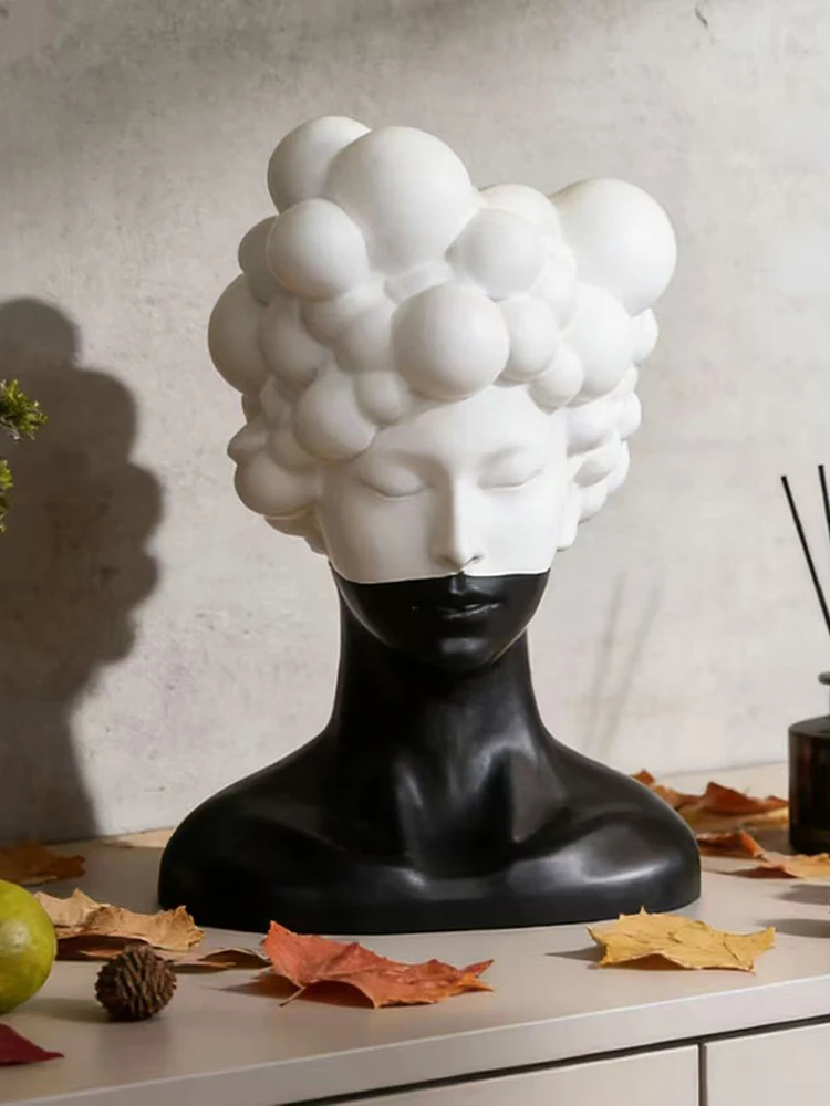 Kreative Schwarz-Weiß-Frauenfigur Dekoration Abstrakte Charakterskulpturen Porträts Wohnzimmer-Deko Büro-Dekoration Geschenk – Detail 1