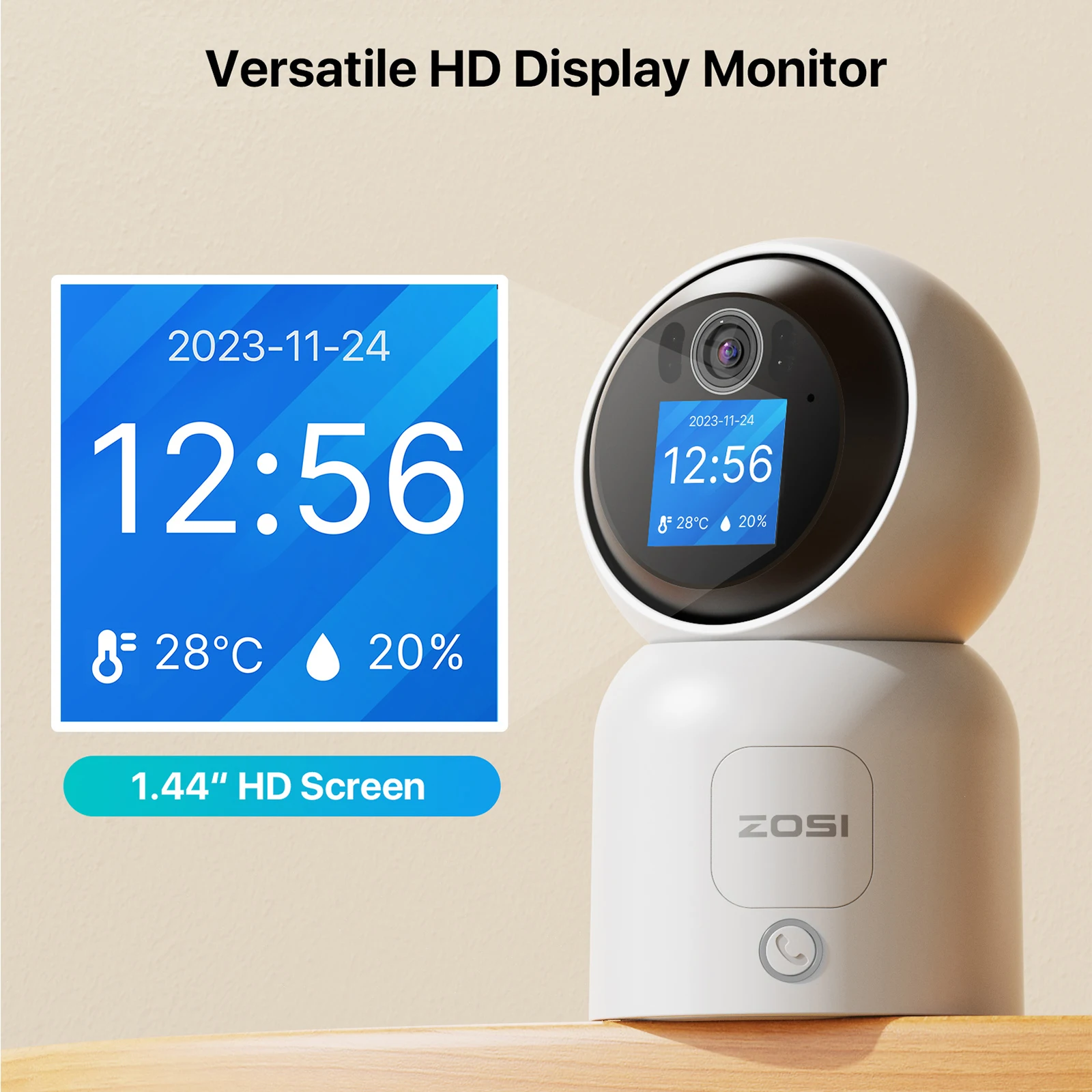 Zosi C 519M 4mp Hd Indoor Babyfoon 1.44 Inch Scherm 2.4G/5G Wifi Video Call Auto Tracking Draadloze Ip Smart Surveillance Cam