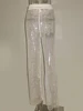 Fantoye Sparkling Crystal Diamond Fishnet Women Pant Black Sexy See Through High Waist Pant Female Loose Hot Girl Party Clubwear 6