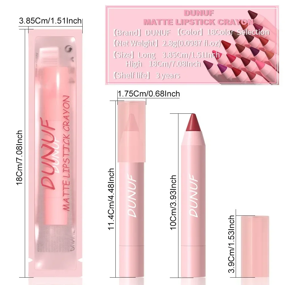 18 Color Matte Lipstick Pen Waterproof Lasting Nude Brown Lip Liner Pencil Red Lip Contour Tint Lip Contouring Cosmetic Makeup 6