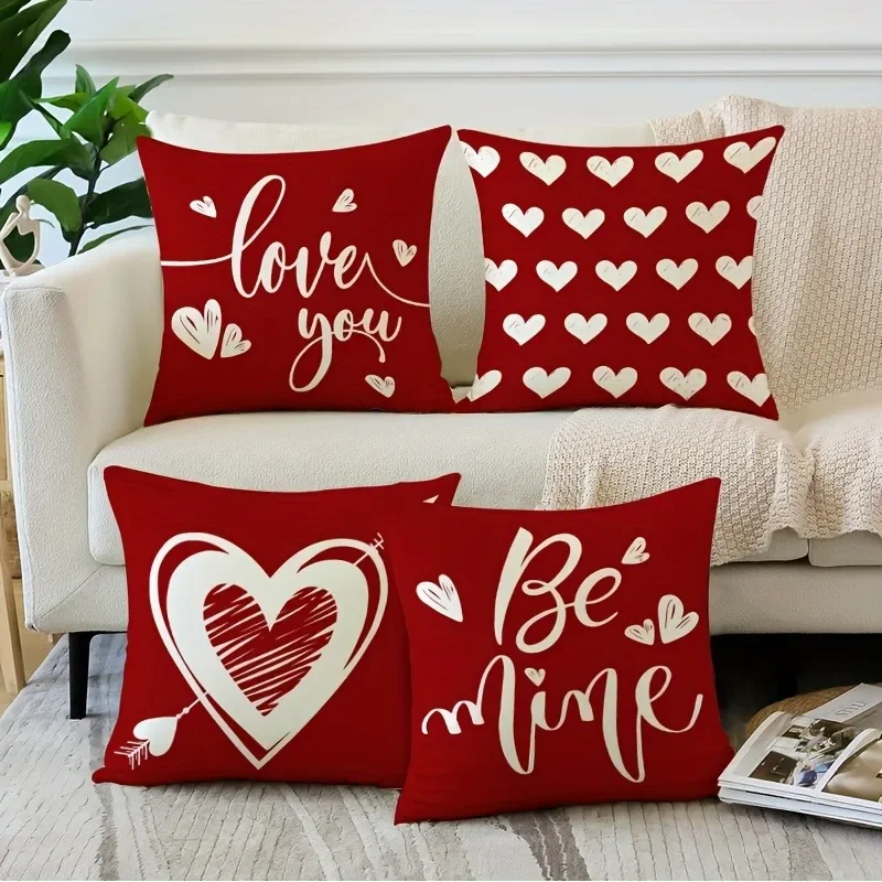 Valentine's Day decoration pillowcase gift red love pattern design is suitable for home room sofa cushion cover
