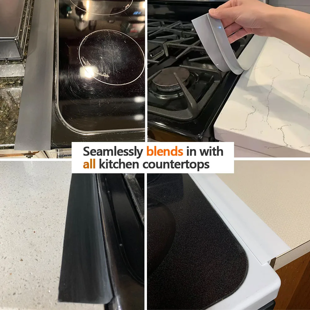 Stove Gap Cover 21'' 25'' Silicone Stove Counter Gap Cover Oven Guard Spill Seal Slit Filler