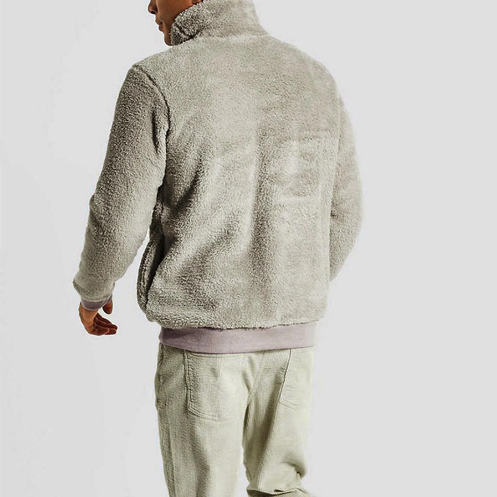 

Fuzzy Fleece Hoodie For Man Autumn Plush Sweatshirt Letter Embroidery Long Sleeve Hoodless Sweetshirts Athletic Male Clothes