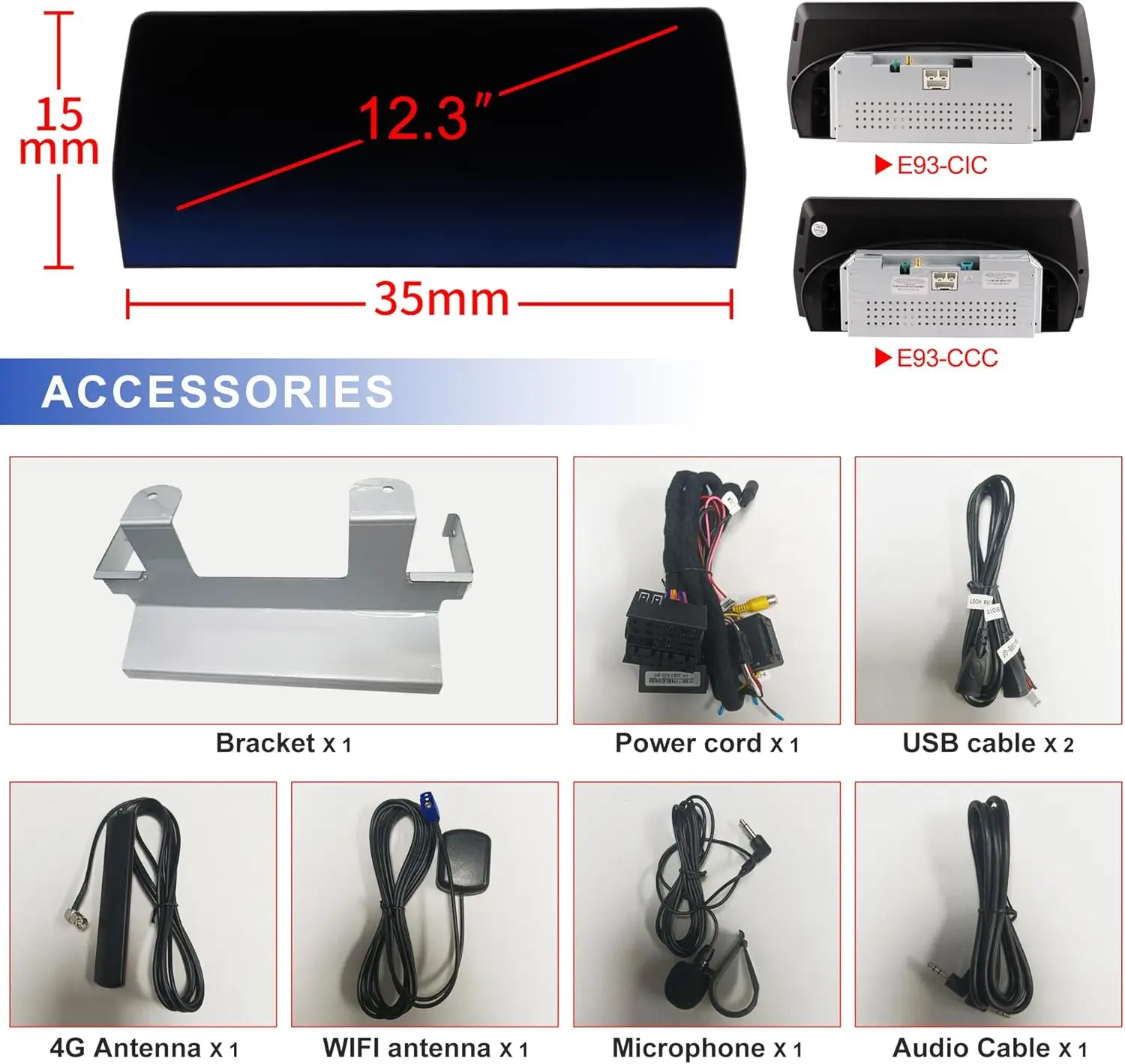 Android 13 Car Radio for BMW 3er E90 E91 E92 E93 CIC Octa Core System,12.3" Touc