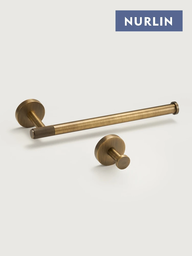 Bathroom Hardware Towel Rack Toilet Paper Holder Wall Hook NURLIN Brass Knurled Antique Bronze