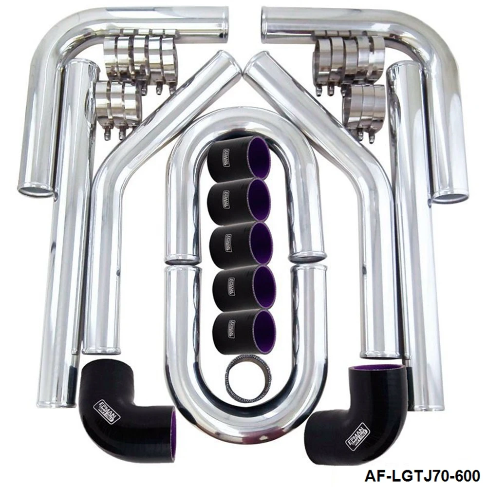 Universal Black 2.75" 70mm Polished Aluminum Fmic Intercooler Piping Kit Diy Pipe L 600mm For