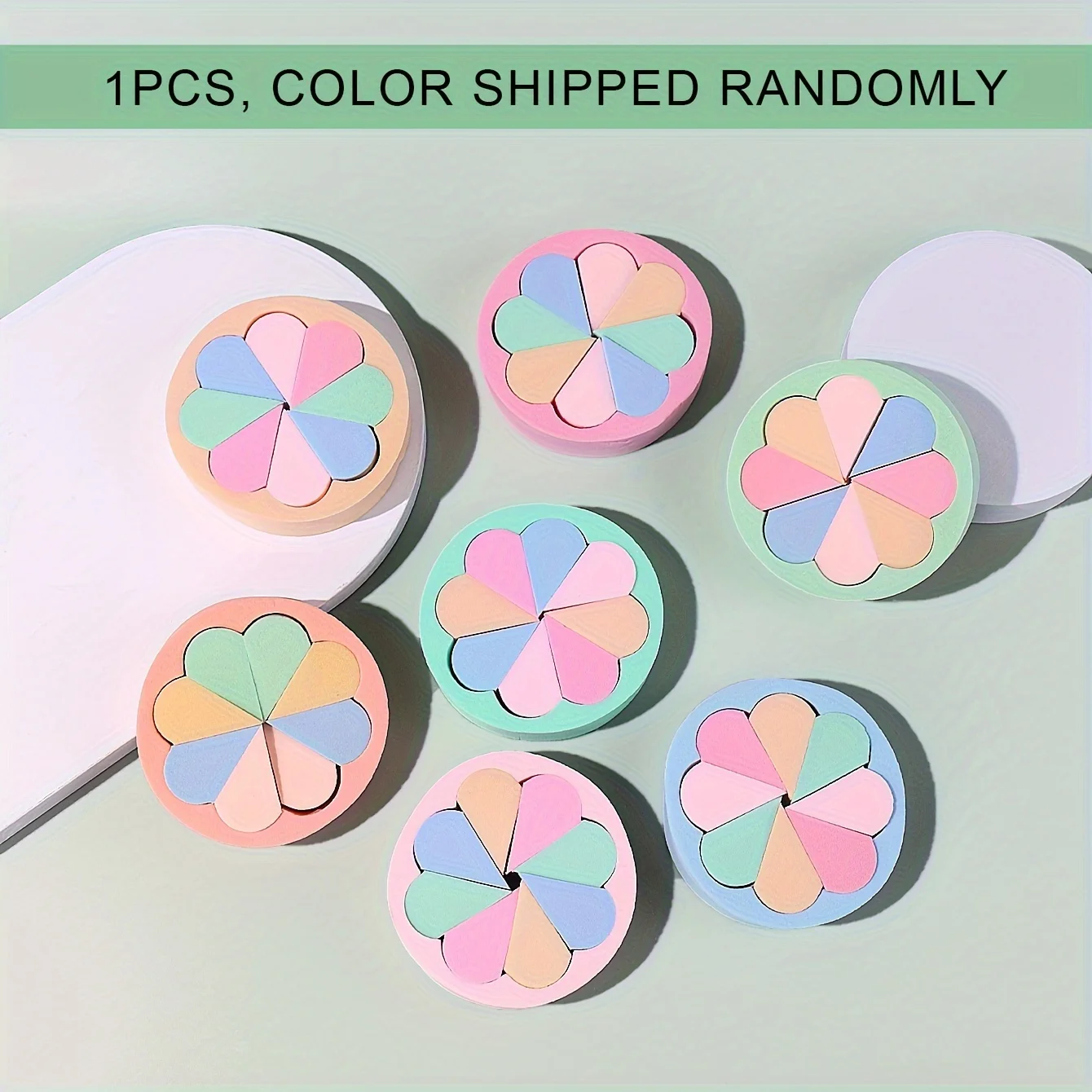 1pc Multicolor Circular Patchwork Makeup Sponge - Non-Absorbent for Foundation/Concealer, Perfect for Liquid/Cream Cosmetics