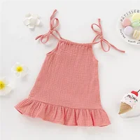 Robe d'été respirante en coton pour filles de 1 à 5 ans, jupe ajustable, couleur unie, vêtements de plage, 03/Casual 2
