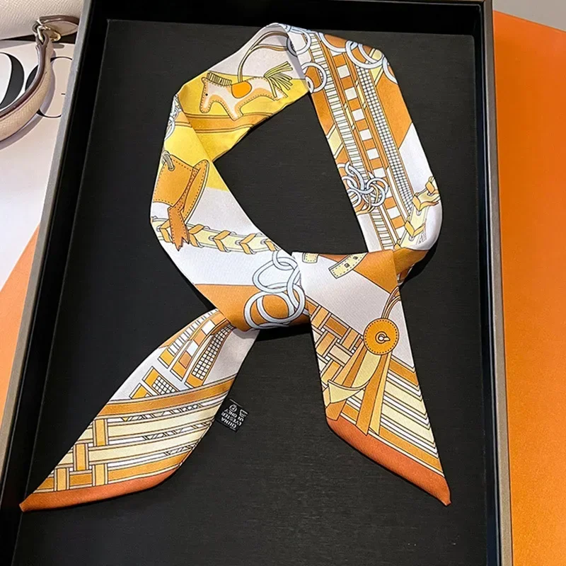 Fashion Skinny Scarf Women Luxury Brand Twill Printing Tie Bag Handle Ribbon Hair Band Women's Headscarf New Design Silk Scarves 5