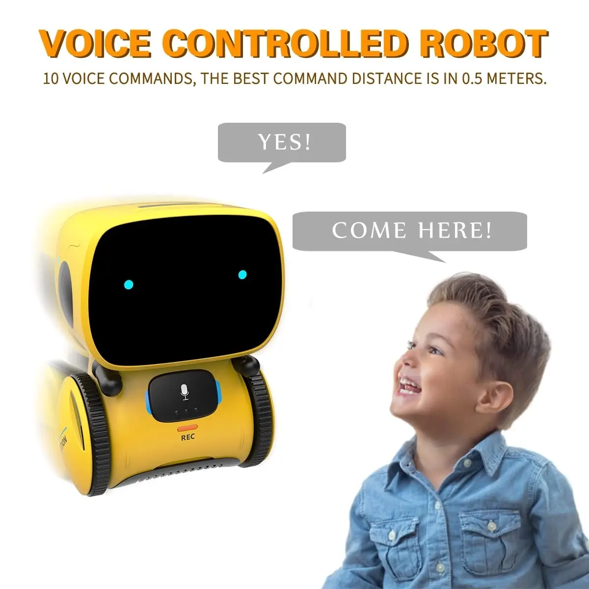 Yellow Smart Robot AT001 Toy Intellingent Partner With Voice Control And Touch Sensor Singing Dancing Talking For Kids Toy Gift 3
