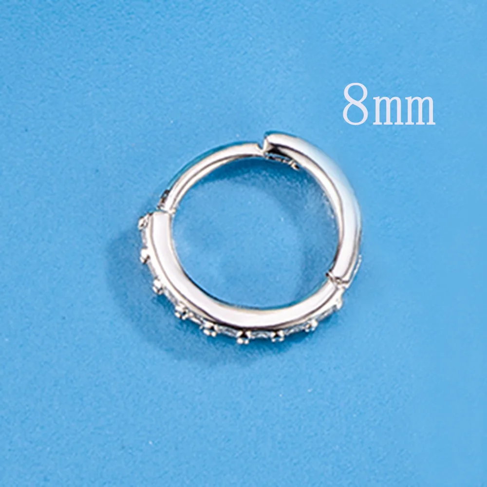 925 فضة 8/12/16/20 مللي متر الزركون هوب أقراط للنس...