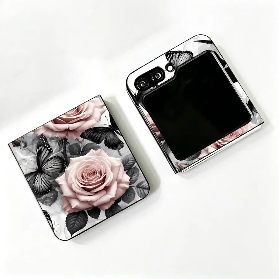 Monochrome Butterfly Rose Luxury Phone Cover