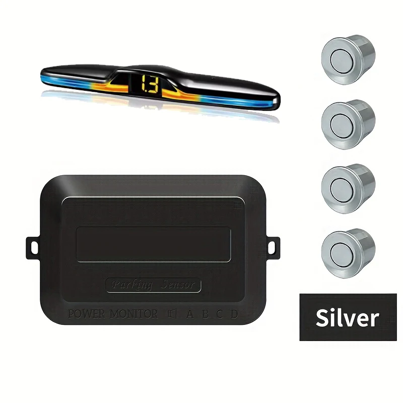 New LED Parking Sensor System Backlight Parktronic Monitor Display Kit Backup Detector Assistant 4 Probes