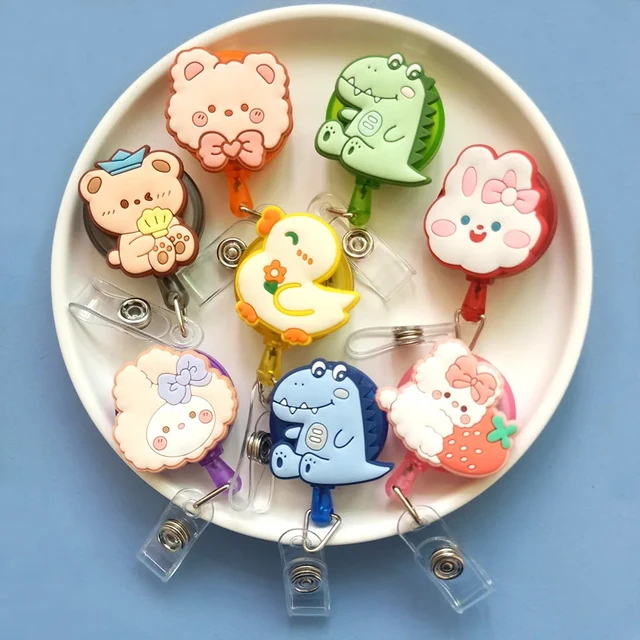 2023 New Design 1 Piece Silicone Retractable Nurse Badge Reel Cute Anime  Bunny Dinosaur Bear ID Card Holder Keychains Lanyard - AliExpress