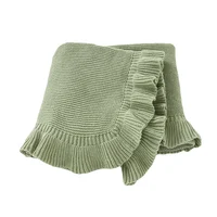 Skin-friendly Solid Color Flouncing Muslin Baby Swaddle Blankets Soft Newborn Security Blankets Knitted Infant Receiving Blanket 1