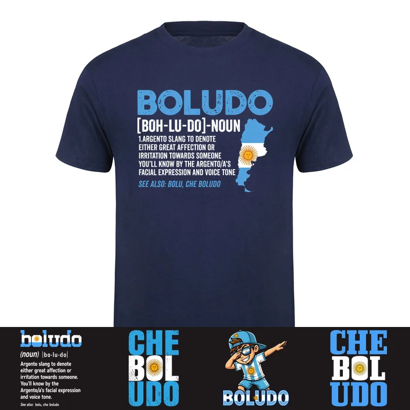 Sarkastisches argentinisches T-Shirt mit lustigem Boludo-Motiv, lustiges Design, Baumwolle, kurzärmelig, lässige T-Shirts HJ-142