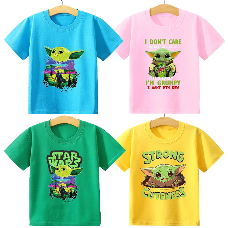 BabyYodasTShirtforChildrenAnimeClothesStarsWarBoyGirlCotton
