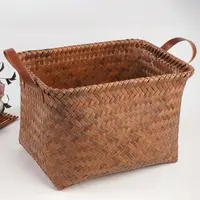 Brown Dirty Clothes Basket New 38cm Imitation Rattan Weaving Picnic Basket Portable Storage Basket Laundry 1