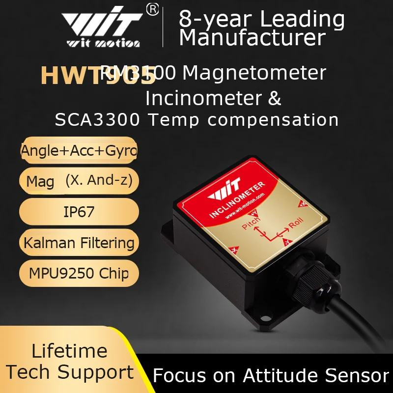 [Built-in RM3100 Magnetometer] Witmotion HWT905 Accelerometer+Angle(XY0.05&deg;)+Digital Compass+Gyro+Inclinometer&Temp Compensation