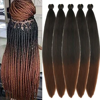 5Pcs Braiding Hair Pre Stretched 26Inch synthetic Ombre Professional Soft Yaki Texture, Itch Free, Hot Water Setting Extensions 1
