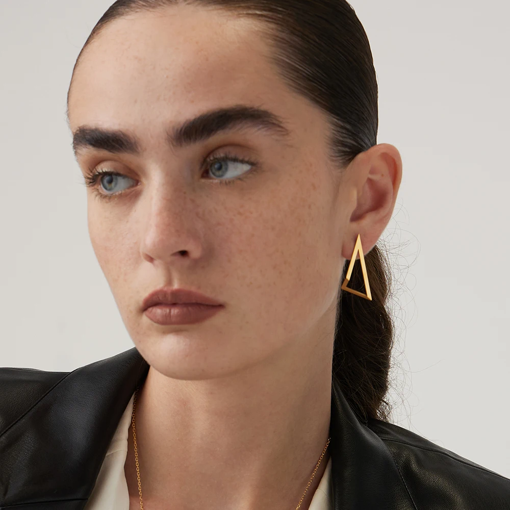 ENFASHION Piercing Triangle Stainless Steel Earrings For Women Christmas Pendientes Mujer Fashion Jewelry Earings 2022 E221472