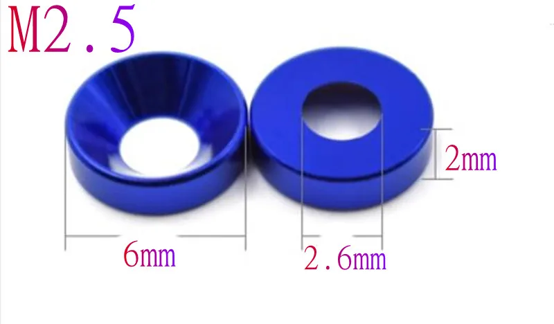 10 Stück/Set Aluminium Senkkopf-Unterlegscheiben M2 M2.5 M3 M4 M5 M6 M8 Farbig Eloxierte Senkkopfschrauben-Unterlegscheiben Dichtungen – Detail 2