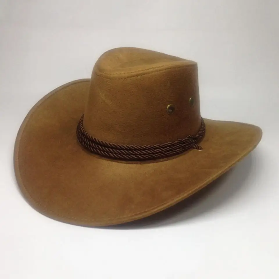 Adjustable Cowboy Style Wide Brim Trilby Cap