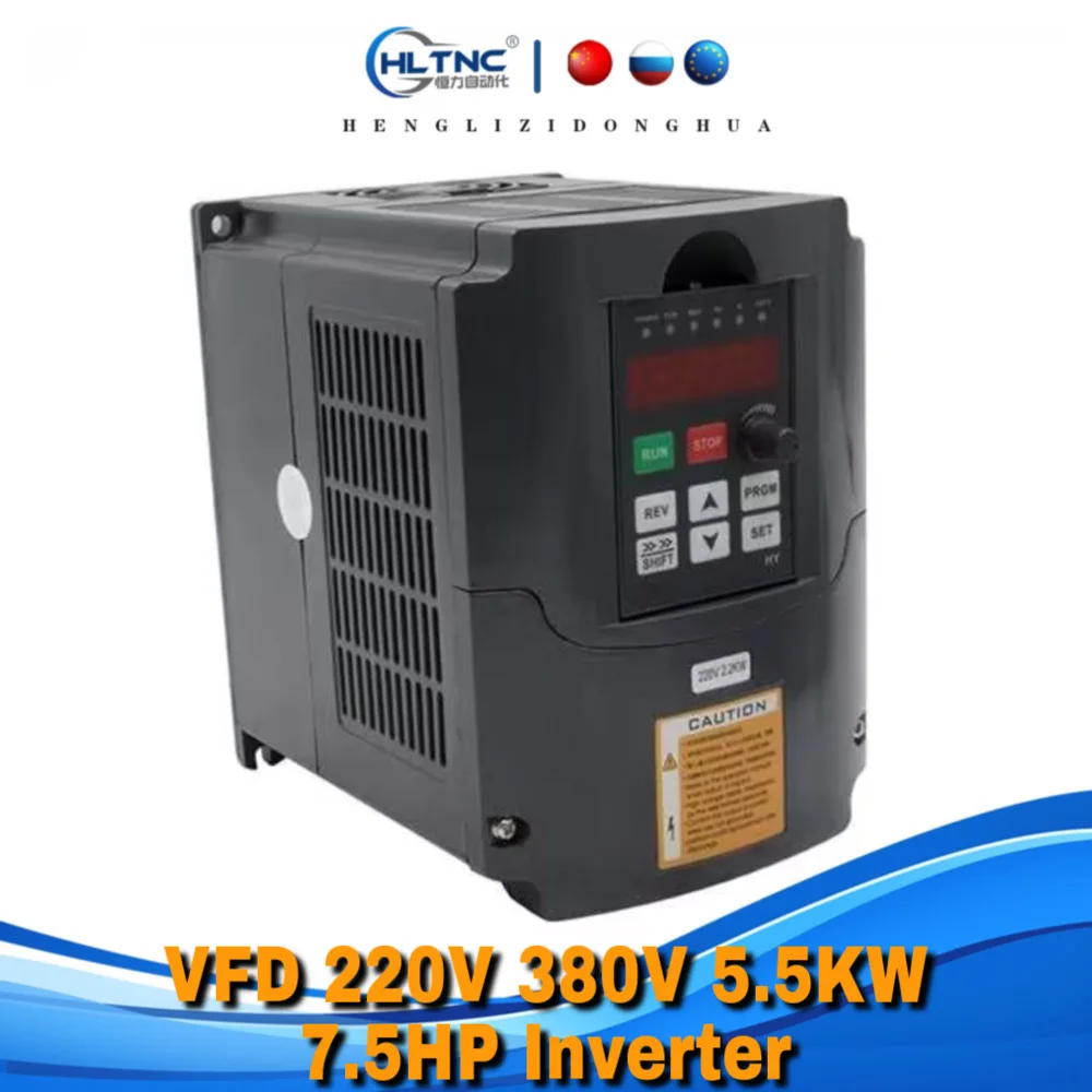 VFD 220V 380V 5.5KW 7.5HP Variable Frequency Drive CNC Motor Inverter ...