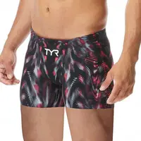 Men's Swim Jammer Athletic Practice Knee-Length Swimsuit Short Beach Tight Shorts Lycra Elastic Rash Guards Swim Trunks Swimwear 2